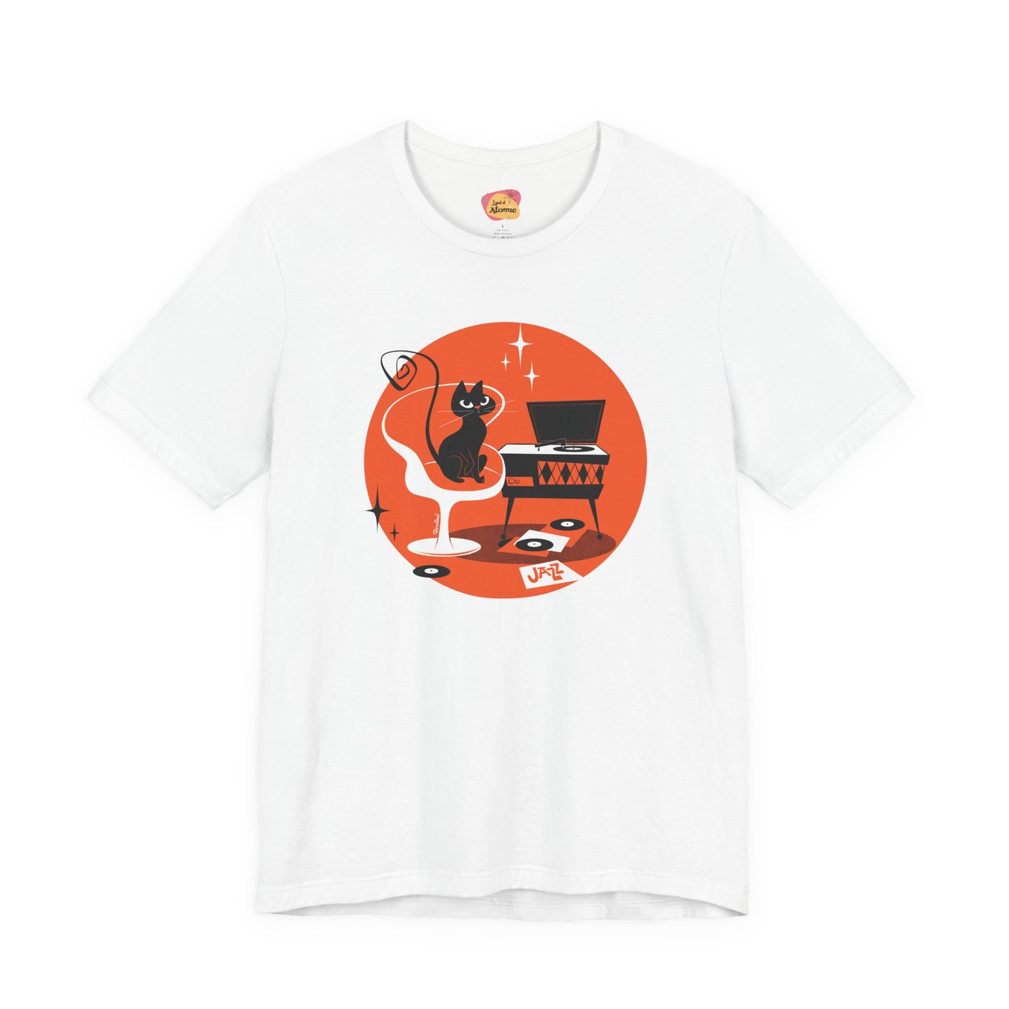 Jazz Cat; white unisex t-shirt