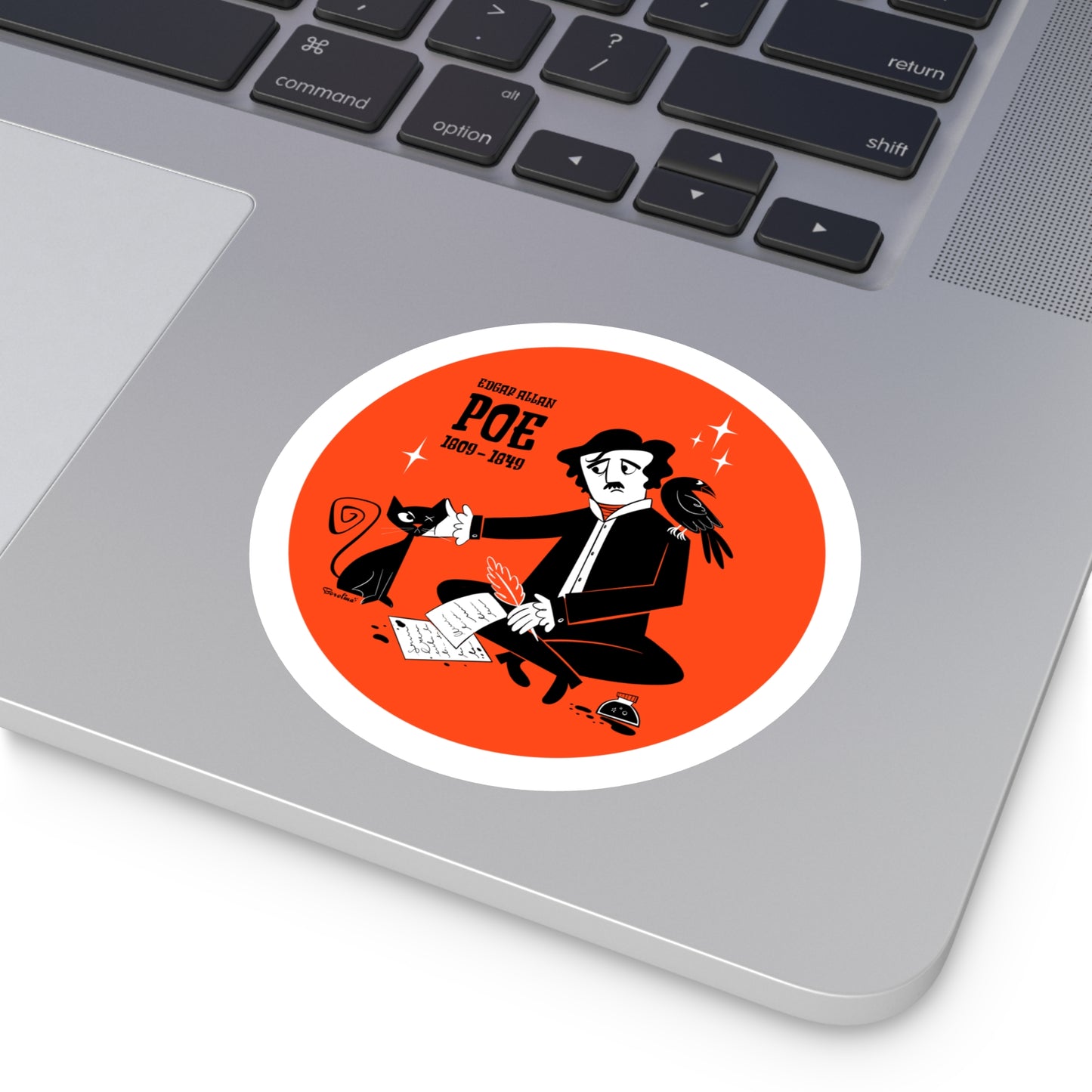 Poe’s cat; Round sticker