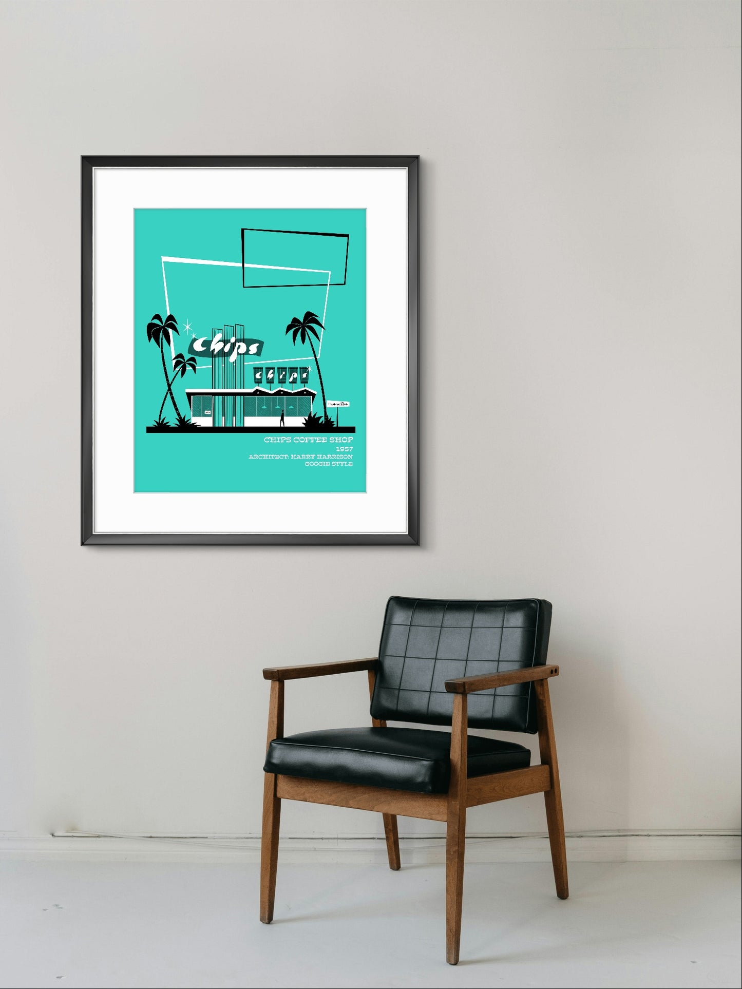 Chips Coffee Shop, Googie style architectural print