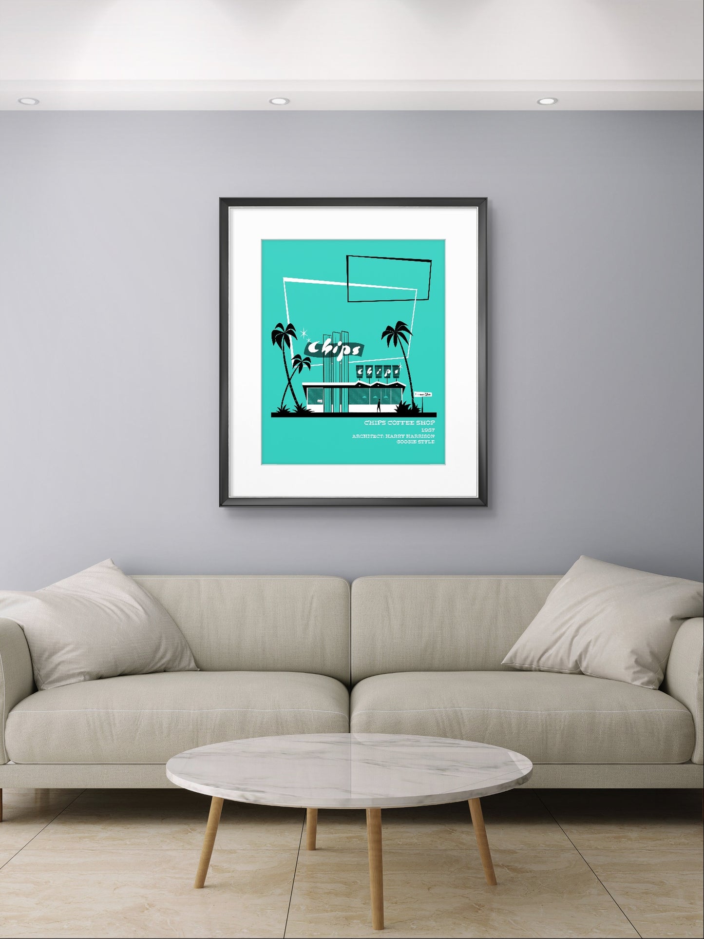 Chips Coffee Shop, Googie style architectural print