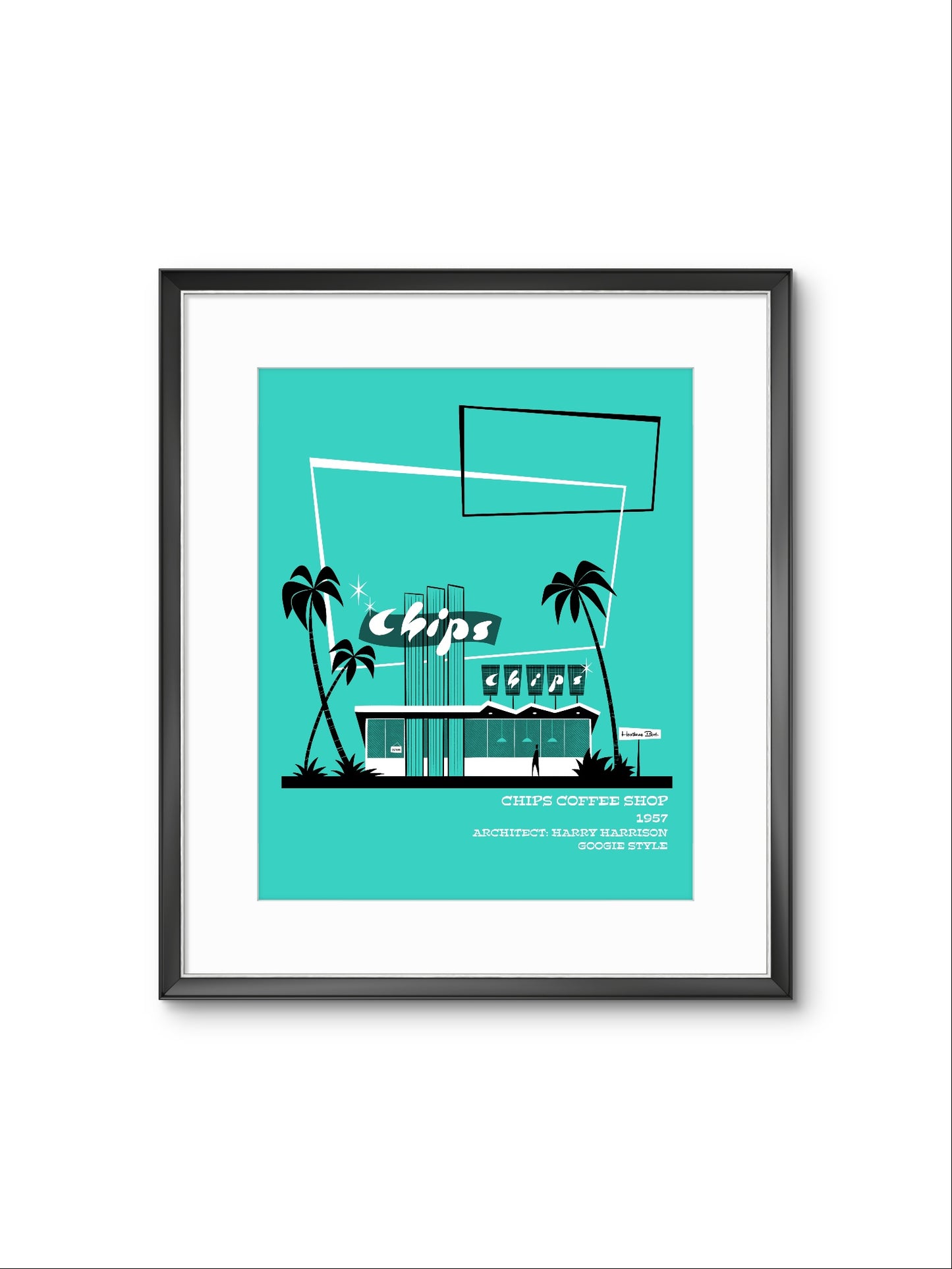 Chips Coffee Shop, Googie style architectural print