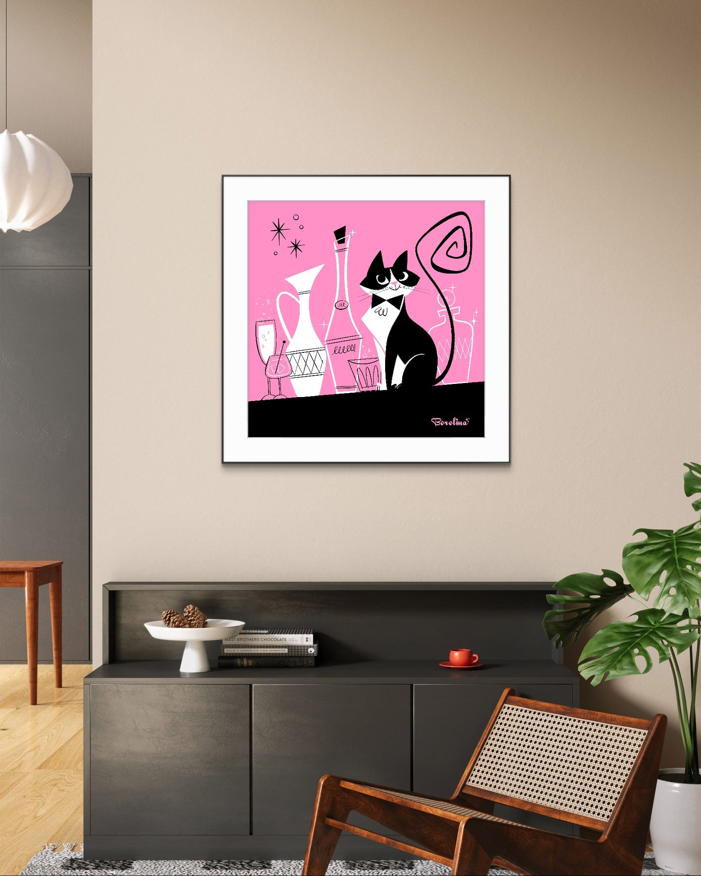Tuxedo Cat, square art print