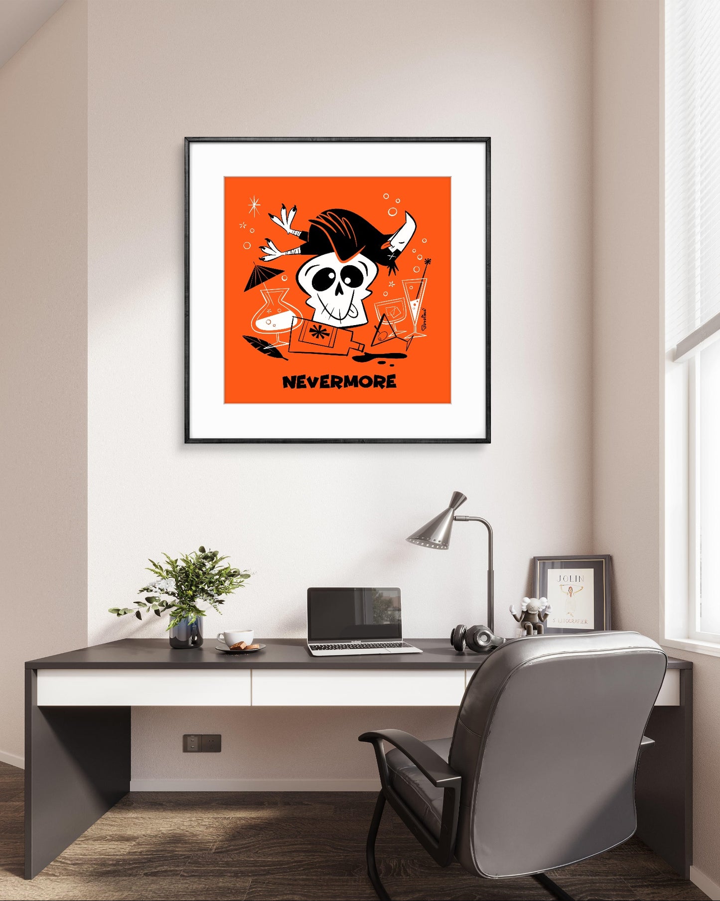 Raven and Skull, square art print
