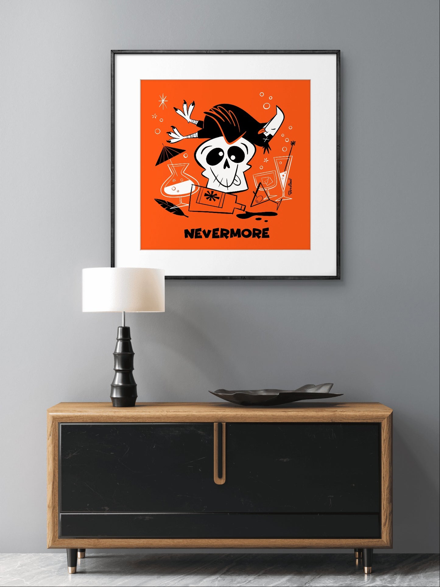 Raven and Skull, square art print