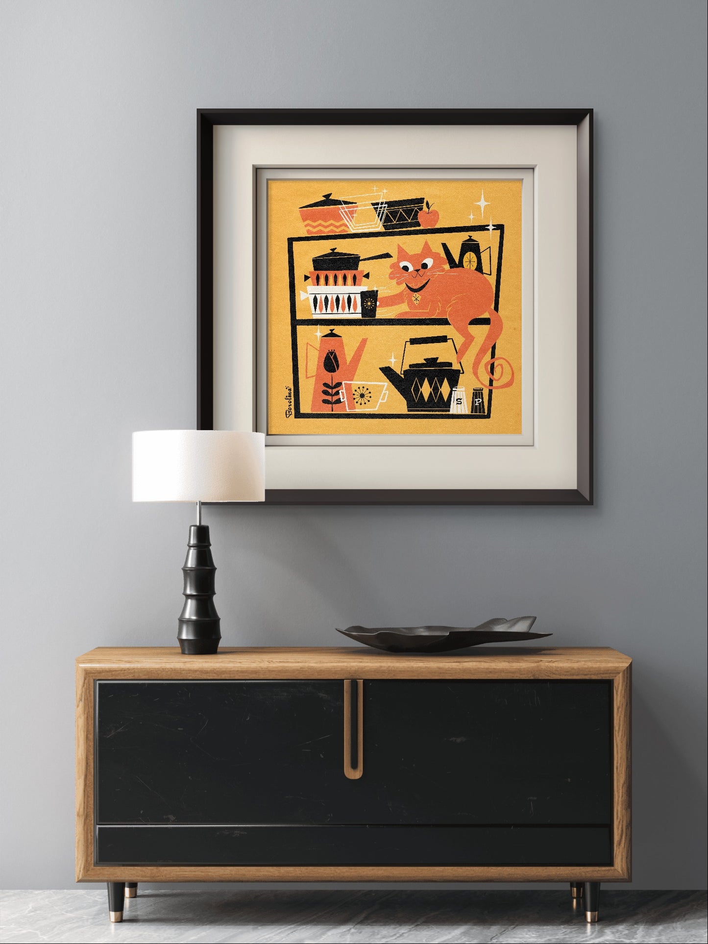 Kitchen Cat; square art print
