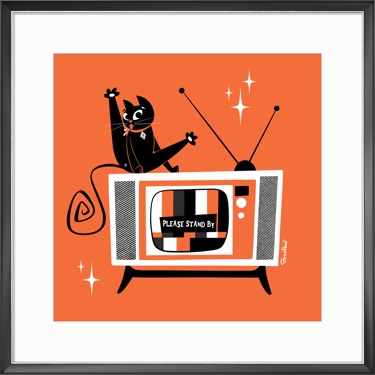TV Cat, square art print