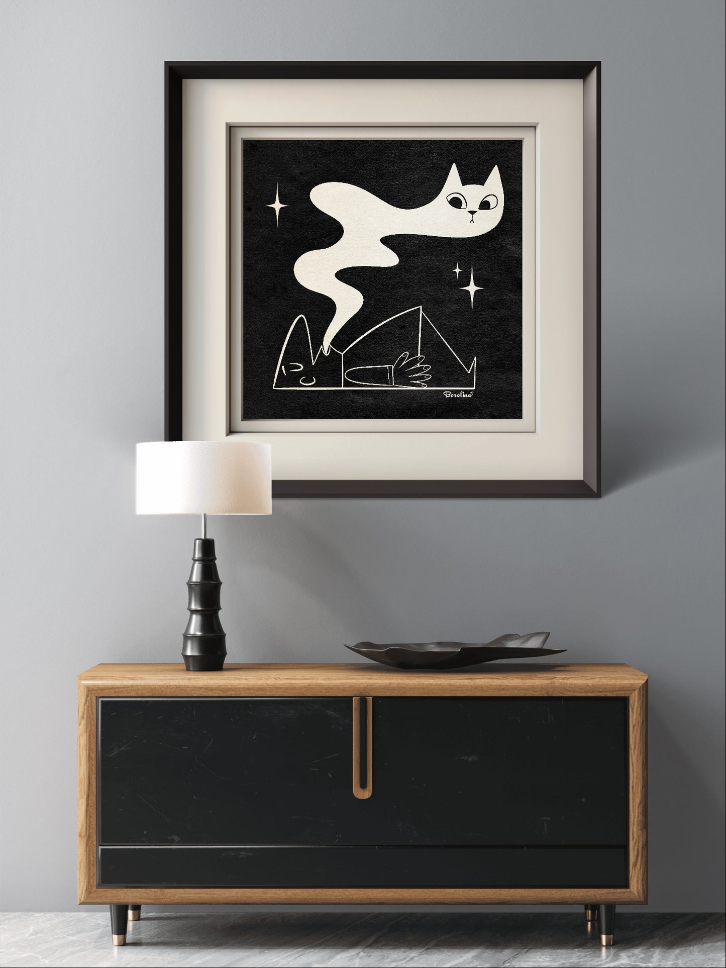 Ectoplasma de Gato, Póster Espeluznante en Blanco y Negro