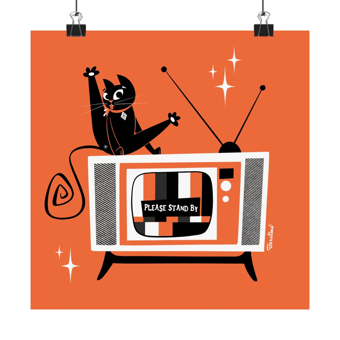 TV Cat, square art print