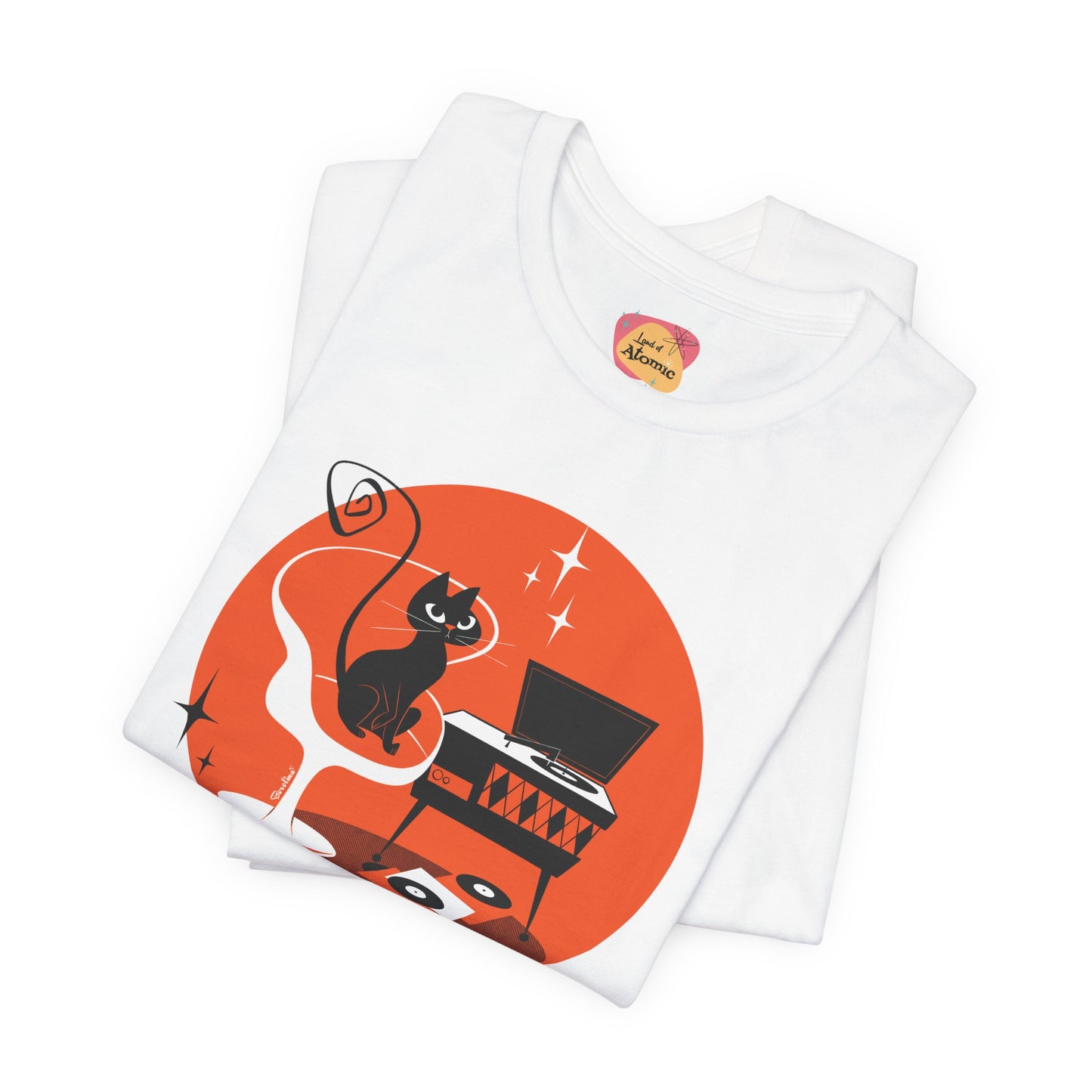 Jazz Cat; white unisex t-shirt