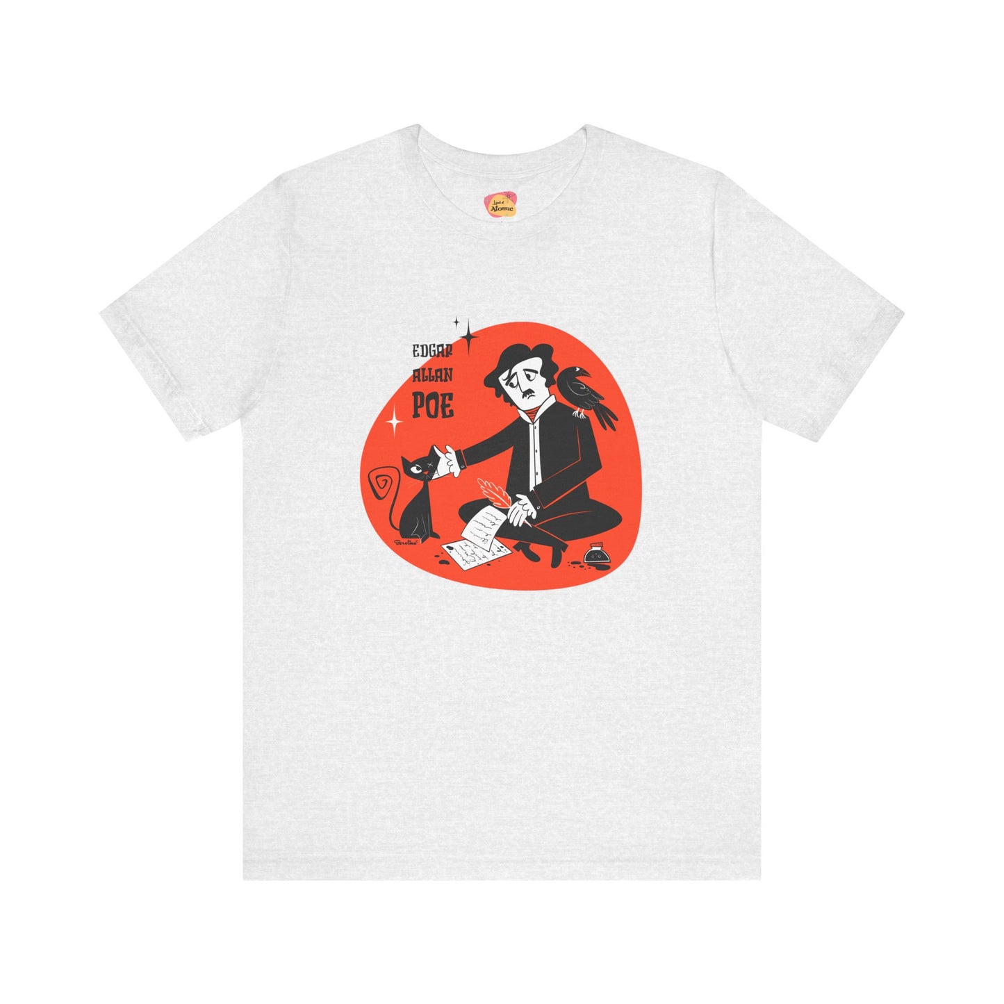 Poe’s Cat; White unisex t-shirt
