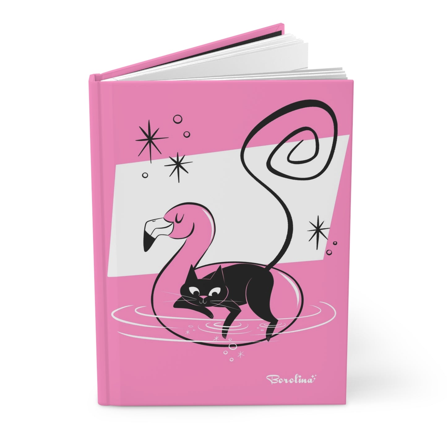 Flamingo Cat Lined Journal