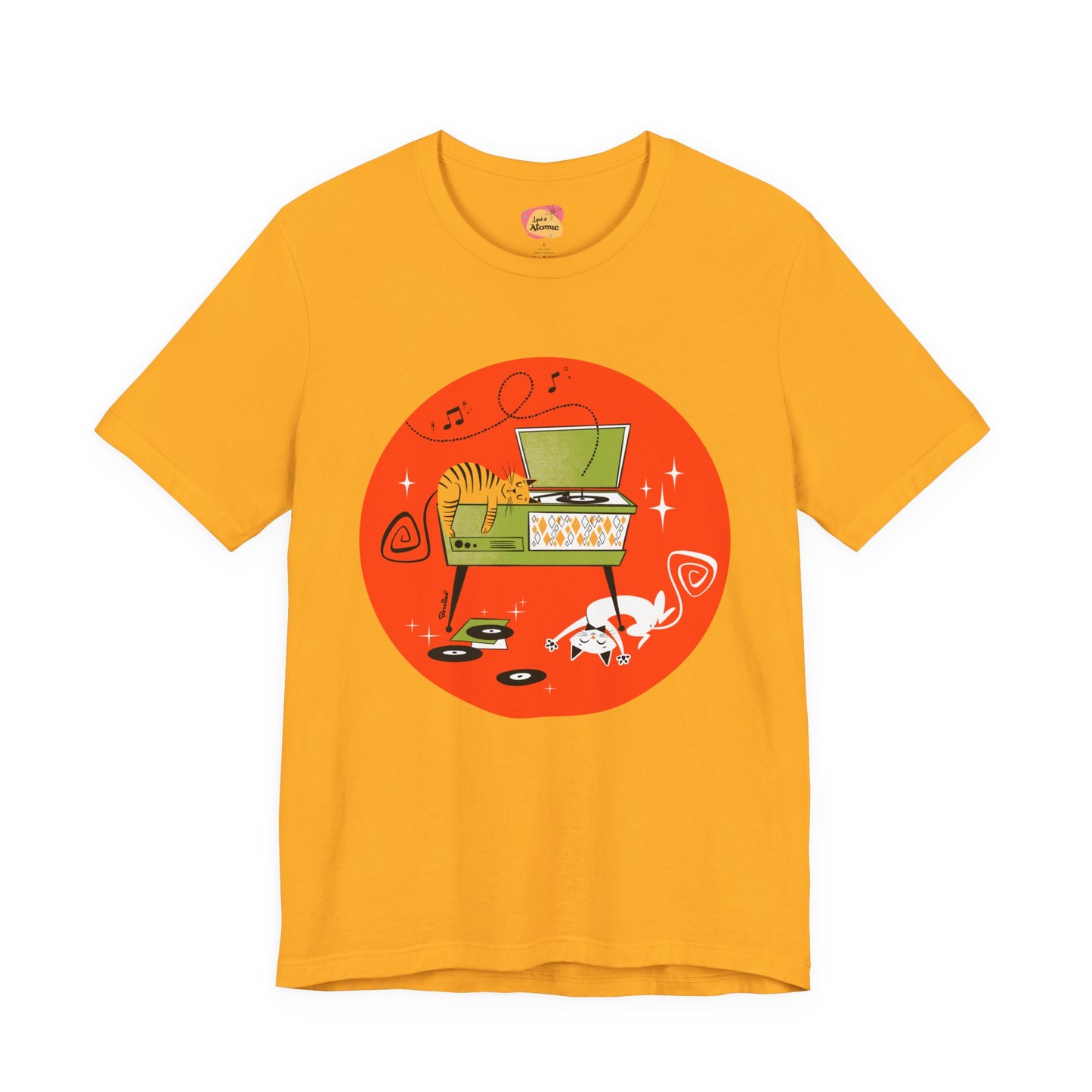 Gatos durmiendo la siesta en tocadiscos, camiseta