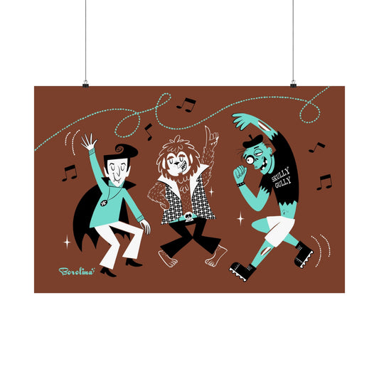 Monster Dance Poster in brown