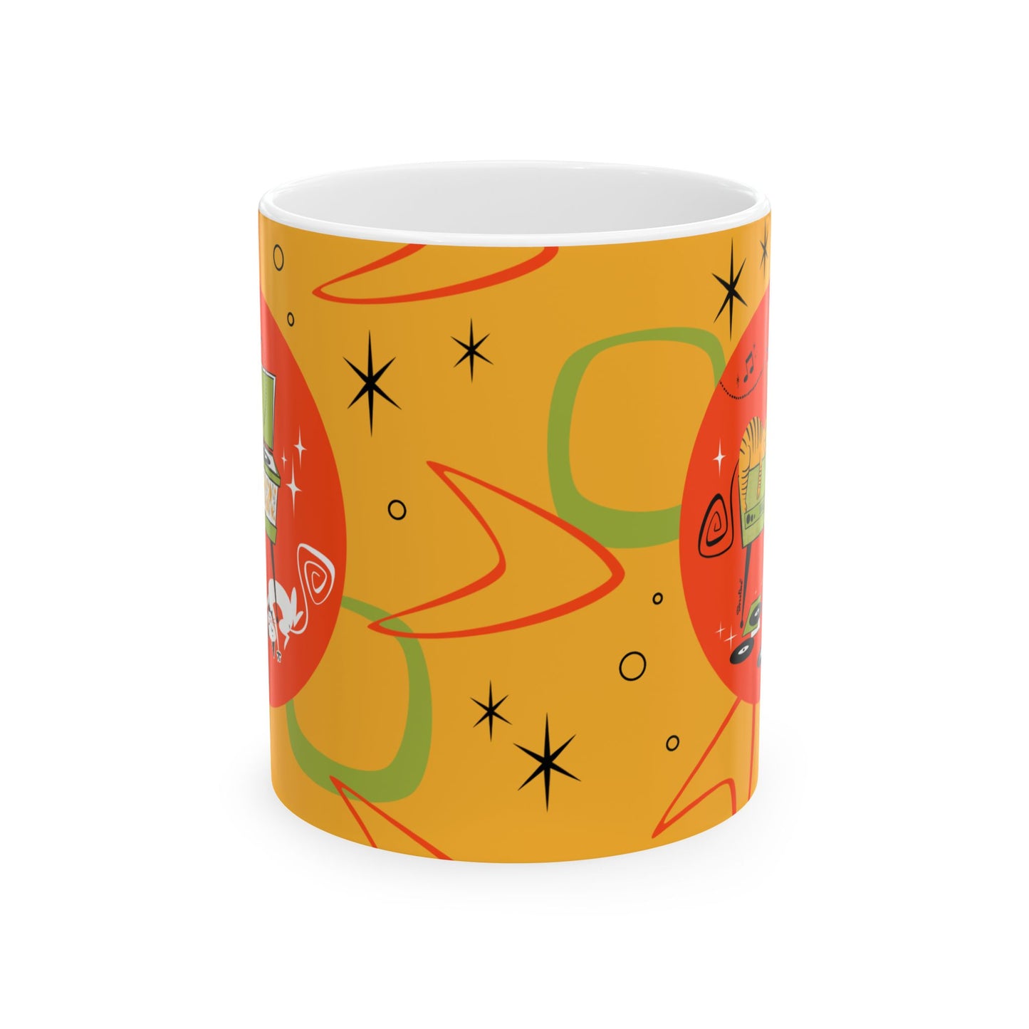 Siesta de gato con tocadiscos Taza de 11oz