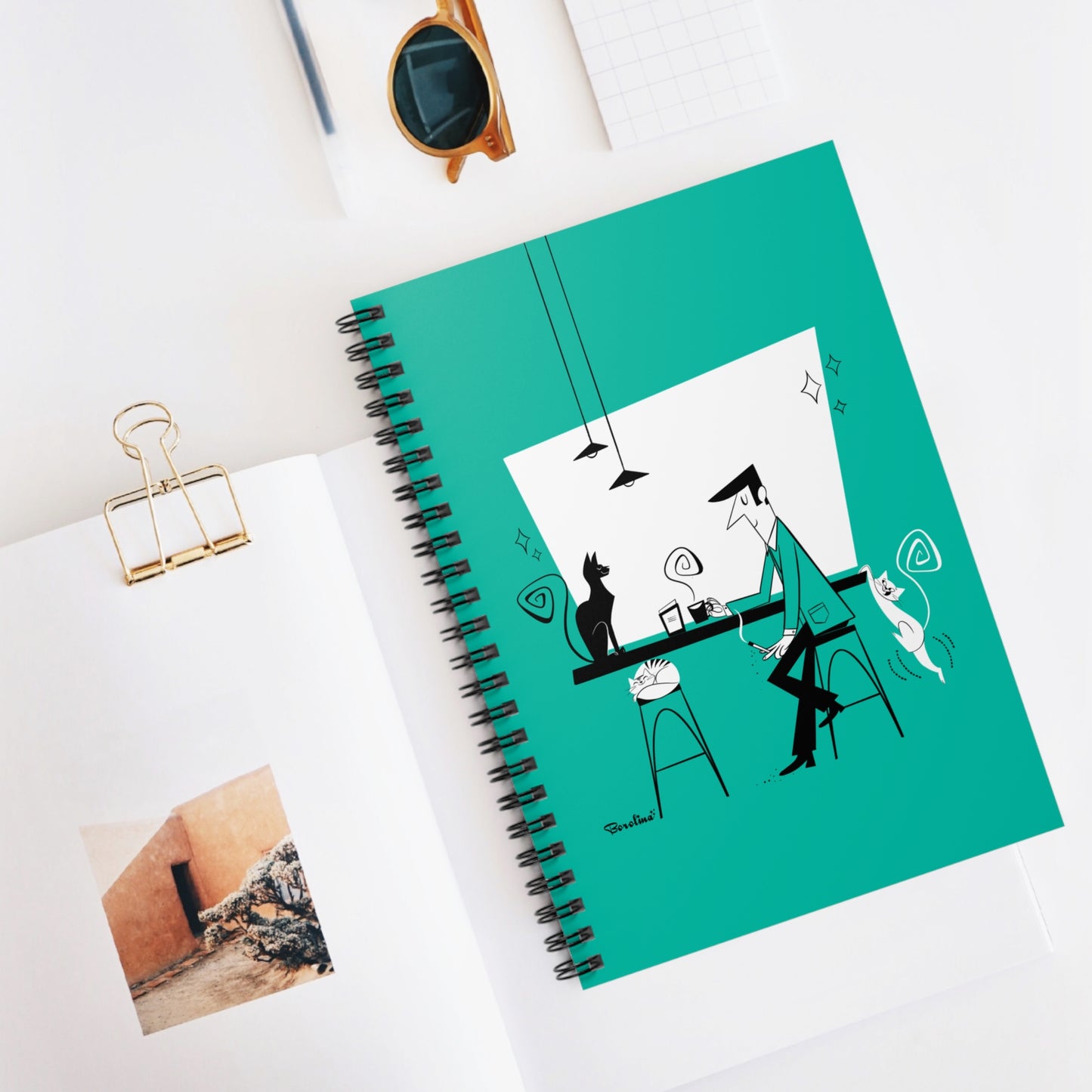 Cat Café, lined notebook