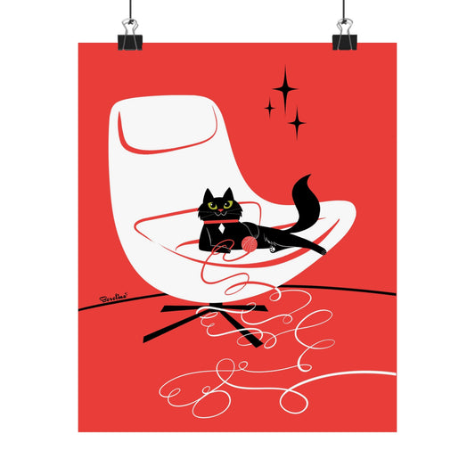 Cat with yarn, rectangular art print