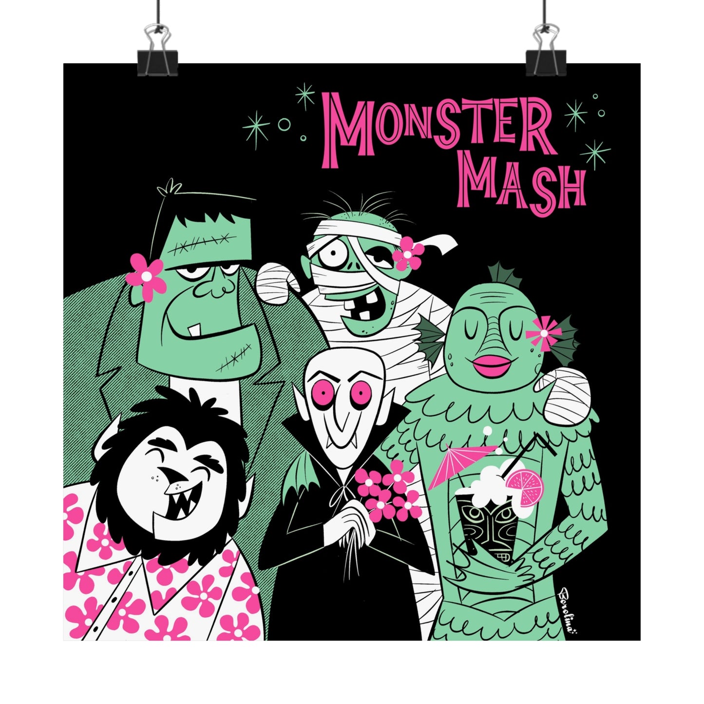 classic hollywood monsters Classic Hollywood Monsters, square art print