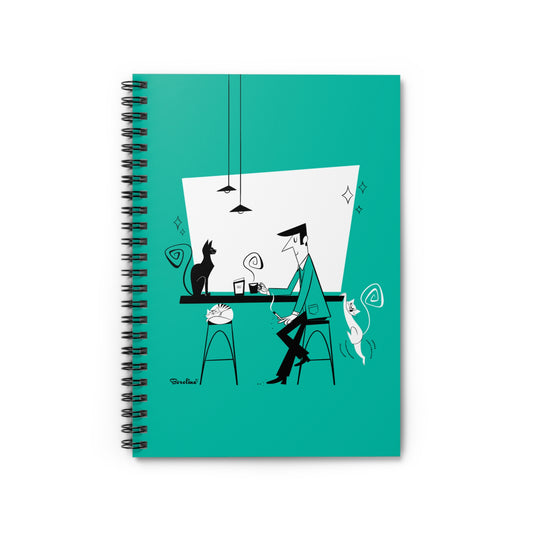 Cat Café, lined notebook