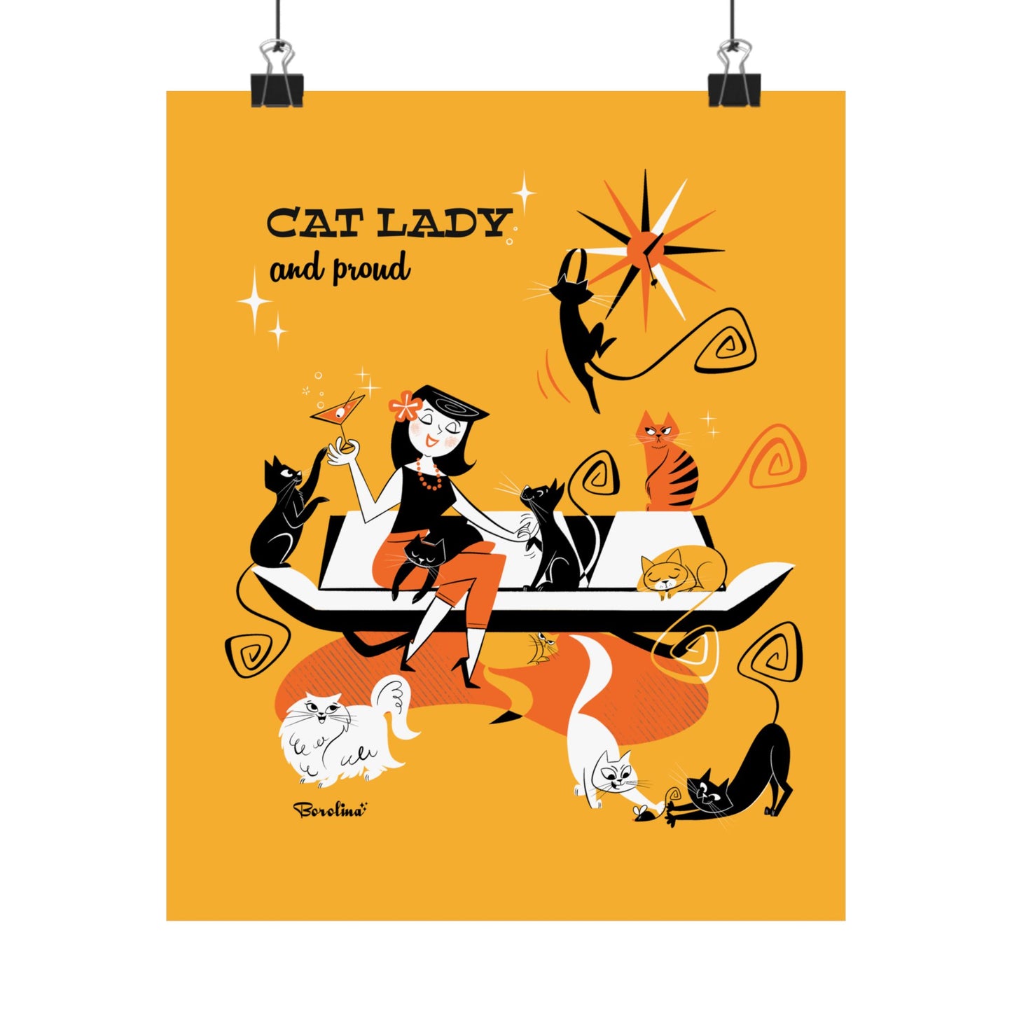 "Cat Lady and Proud", Art print,  Poster
