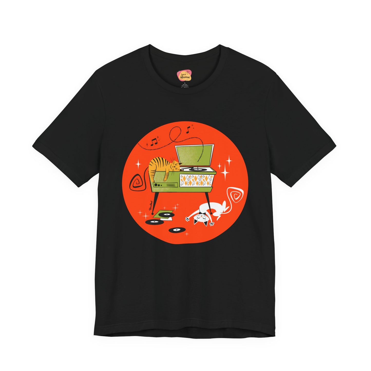 Gatos durmiendo la siesta en tocadiscos, camiseta