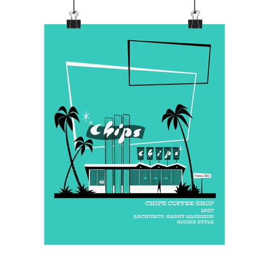 Chips Coffee Shop, Googie style architectural print
