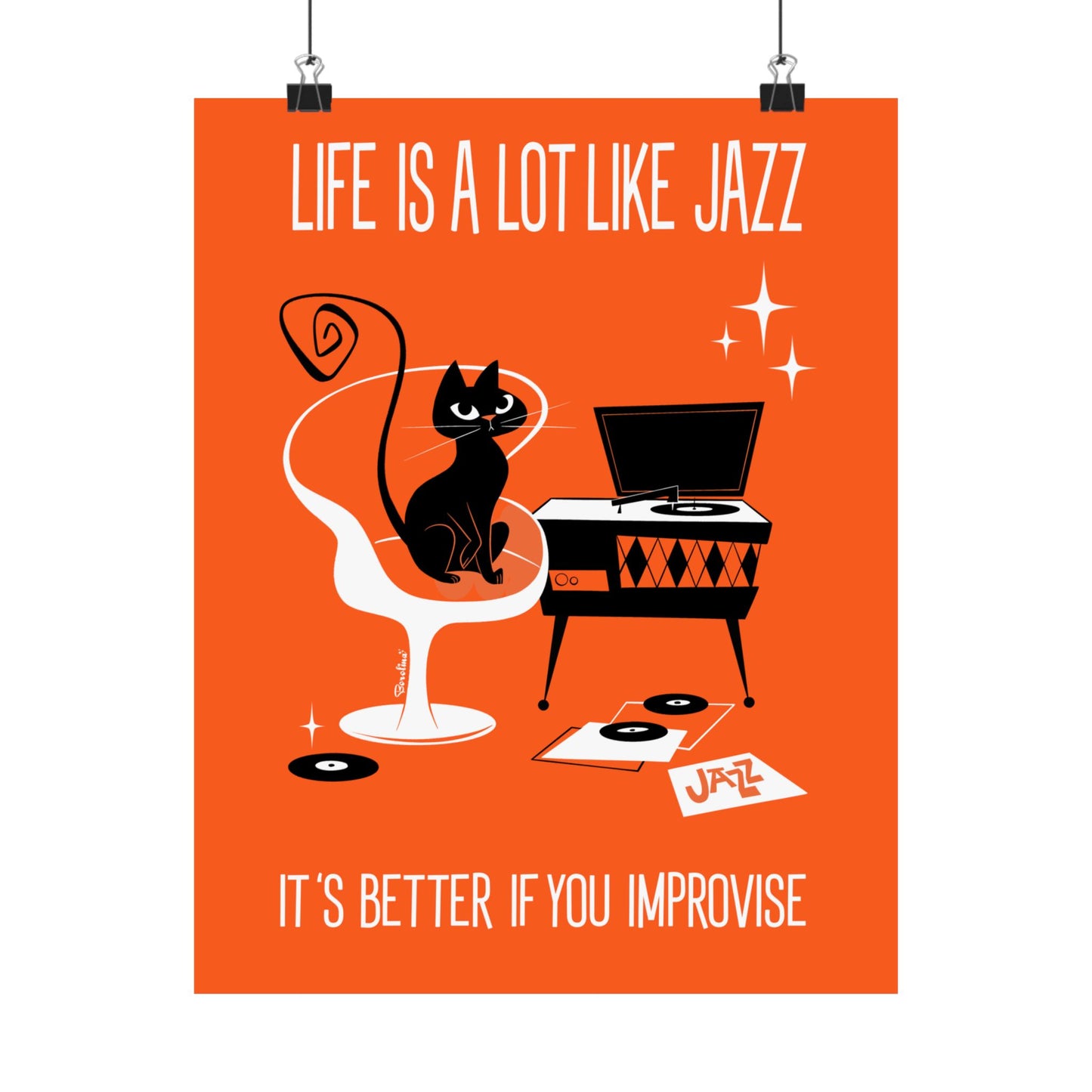 Gato de jazz en naranja, Impresión artística rectangular