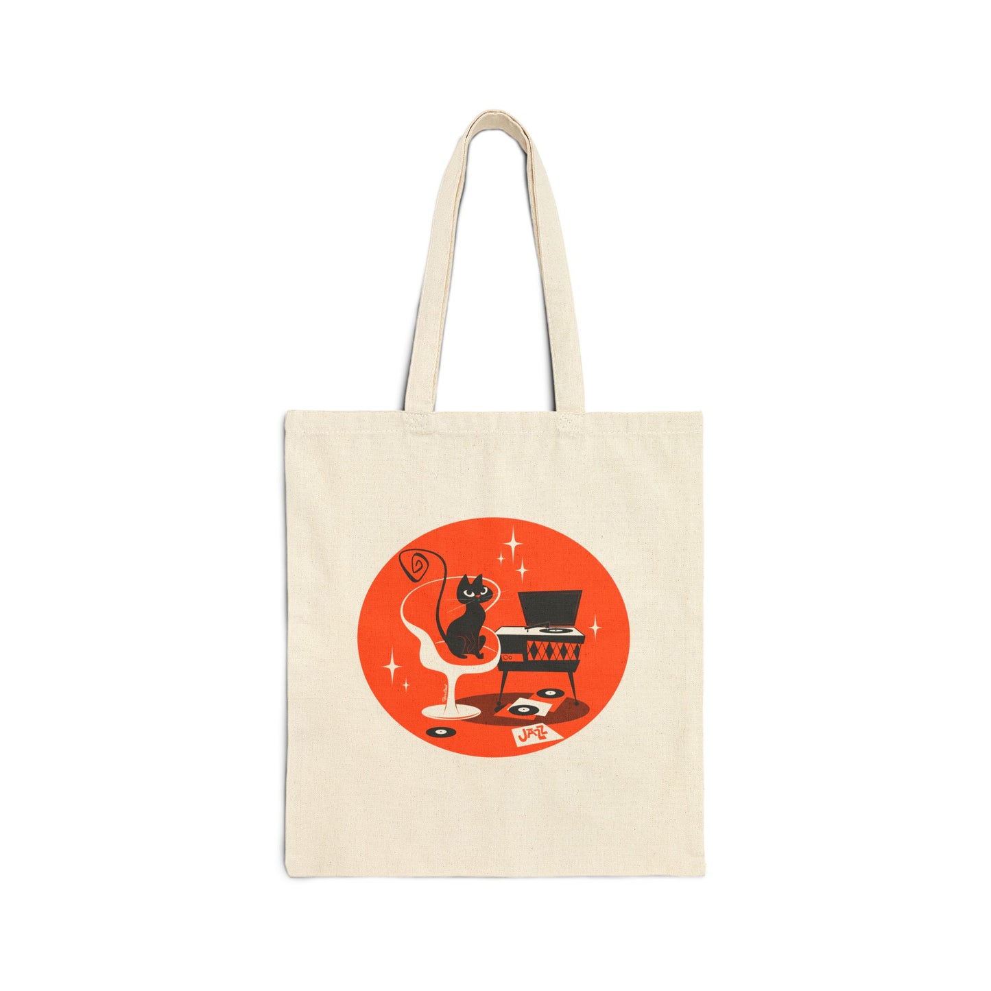 Gato de jazz; Bolsa de tela en color natural o negro