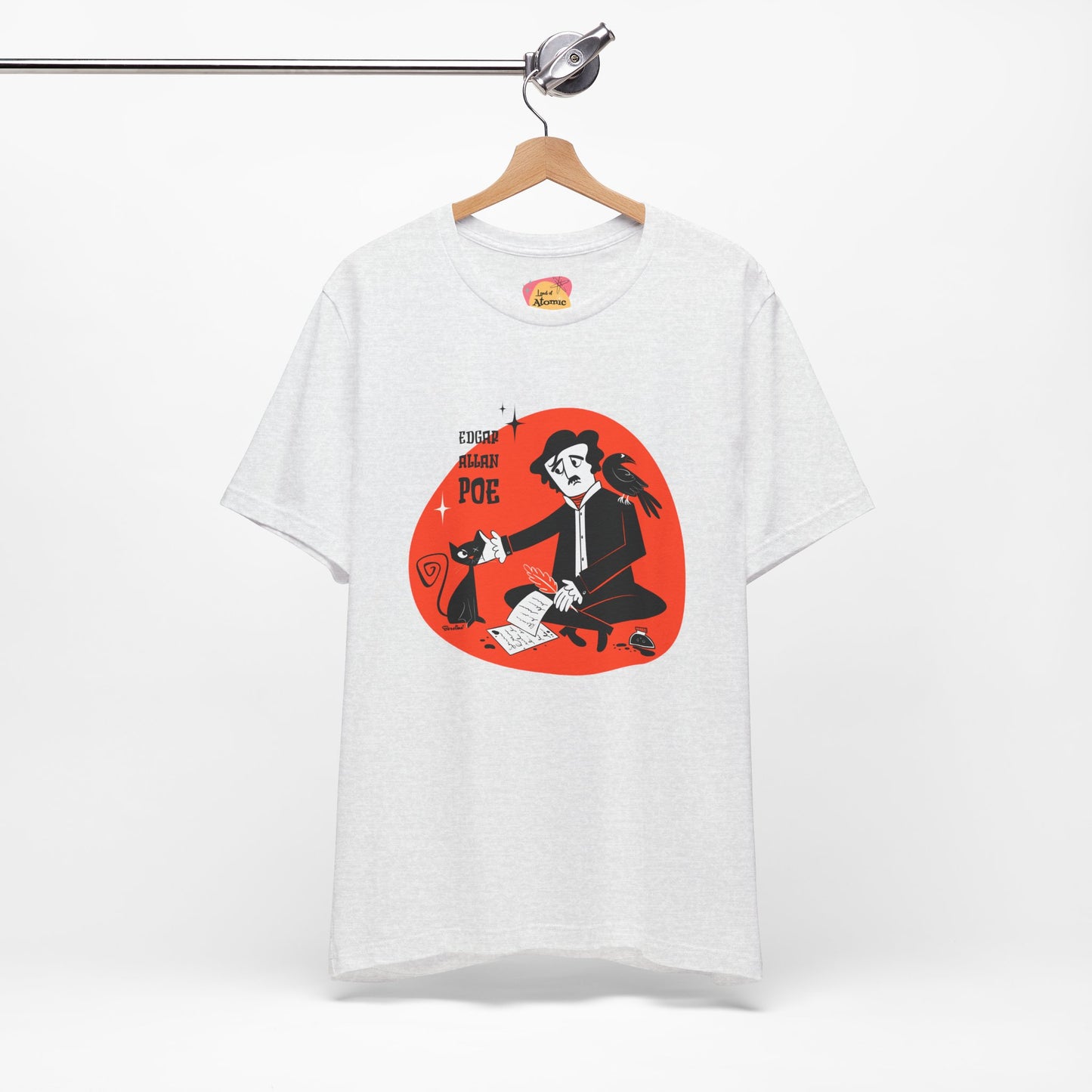 Poe’s Cat; White unisex t-shirt