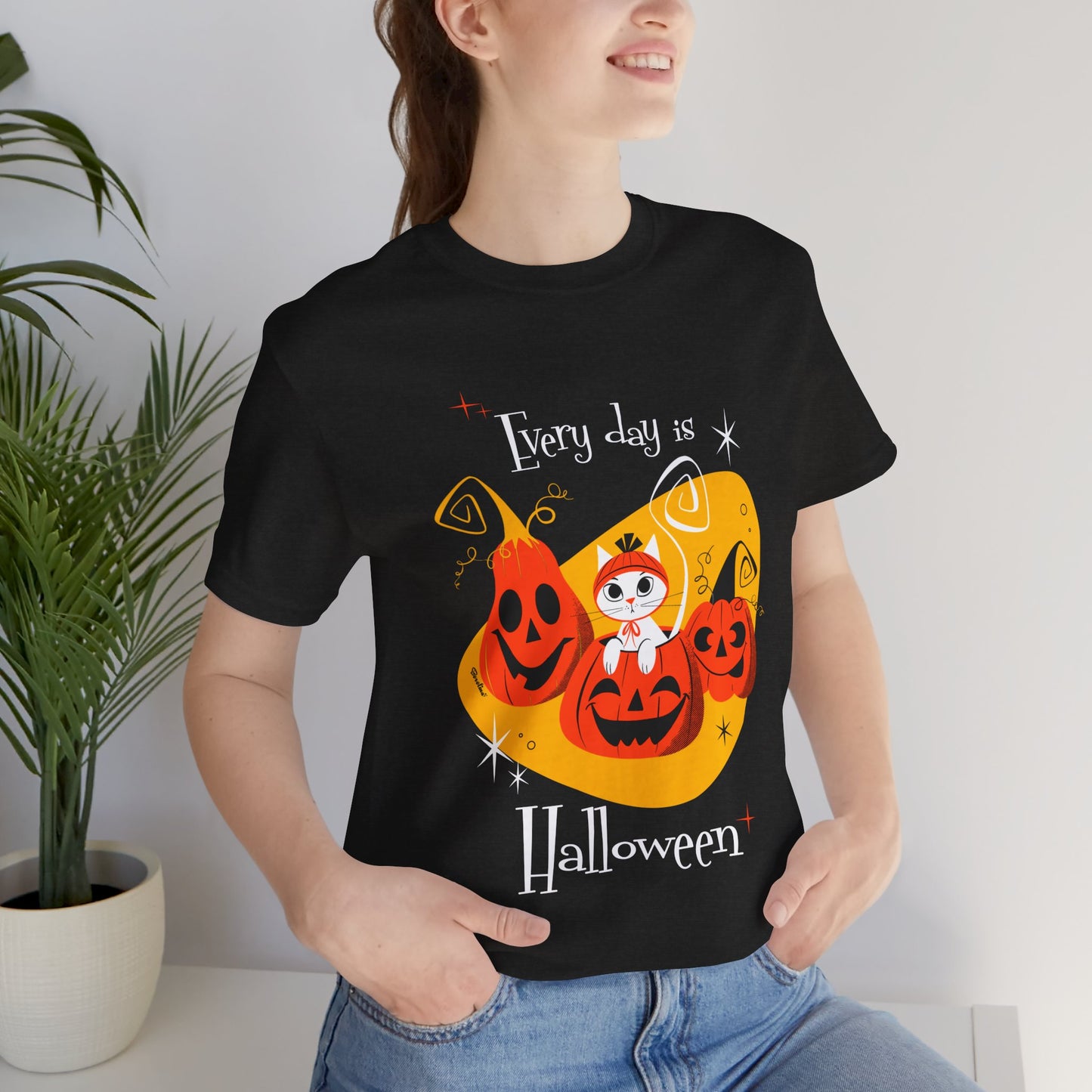 Cat and Pumpkins, Unisex T-shirt