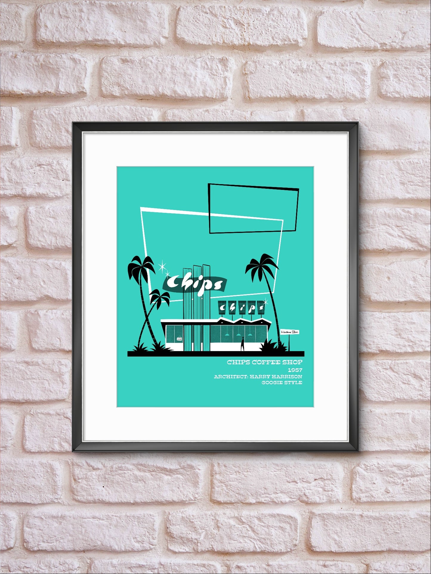 Chips Coffee Shop, Googie style architectural print
