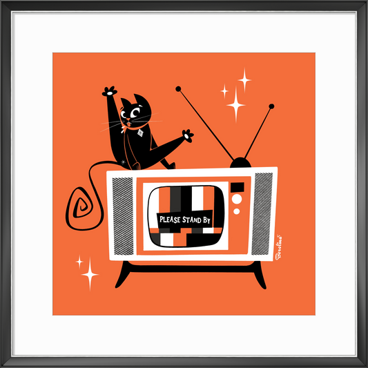 TV Cat, square art print