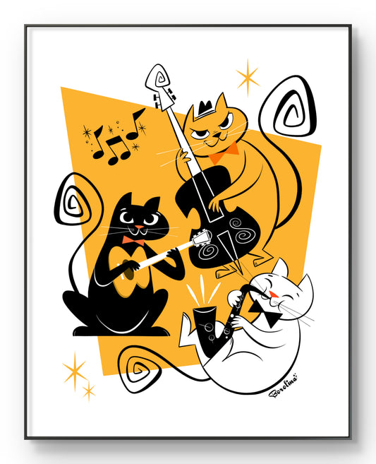 Cat Jazz Band, Art Print