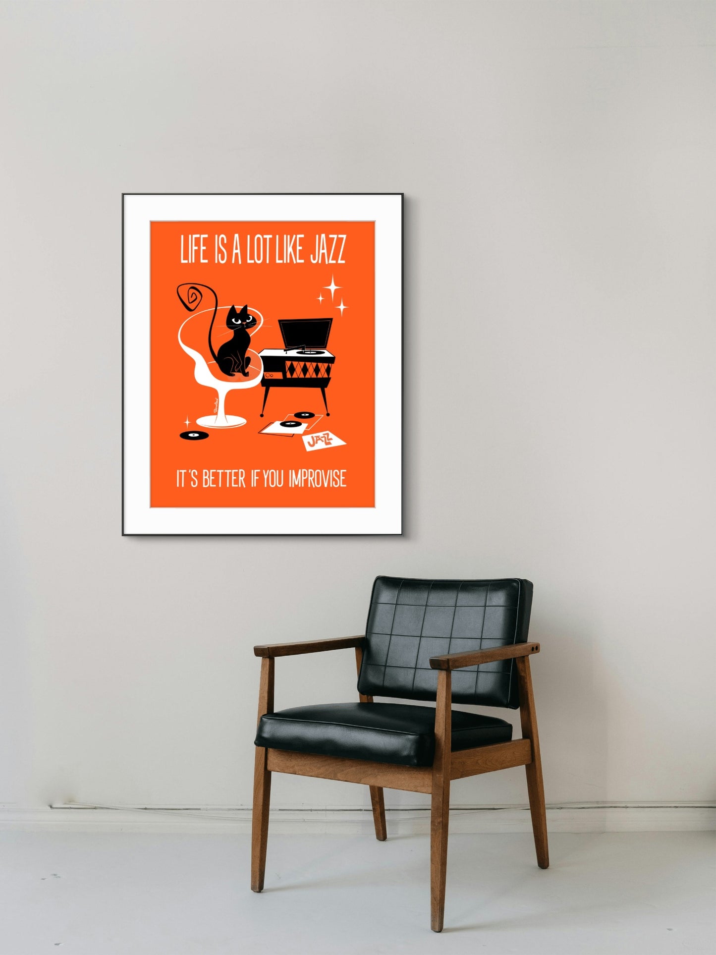 Gato de jazz en naranja, Impresión artística rectangular