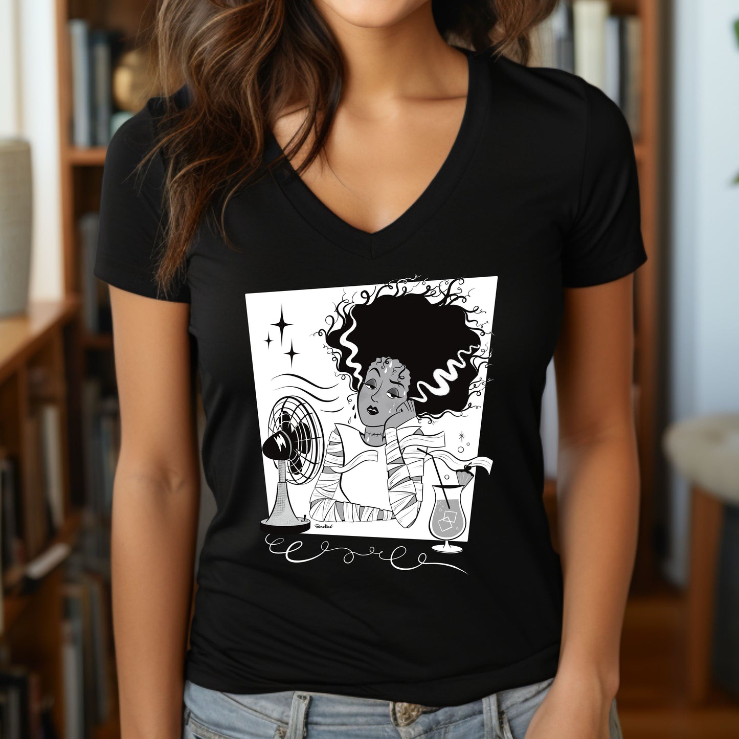 Classic Spooky Bride, V Neck t-shirt