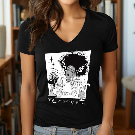 Classic Spooky Bride, V Neck t-shirt