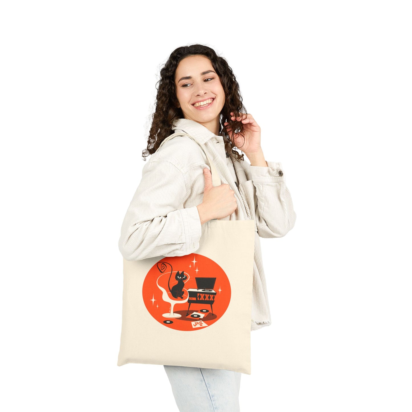 Gato de jazz; Bolsa de tela en color natural o negro