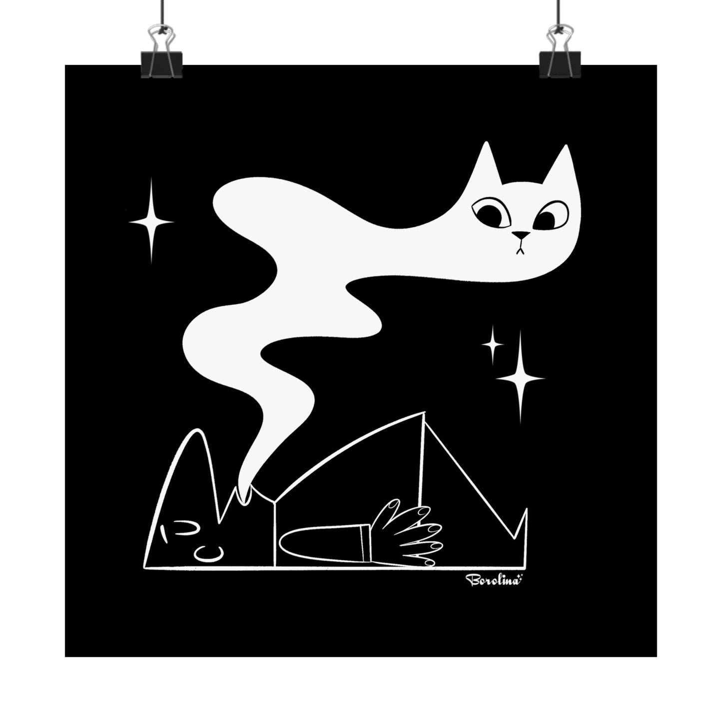 Ectoplasma de Gato, Póster Espeluznante en Blanco y Negro