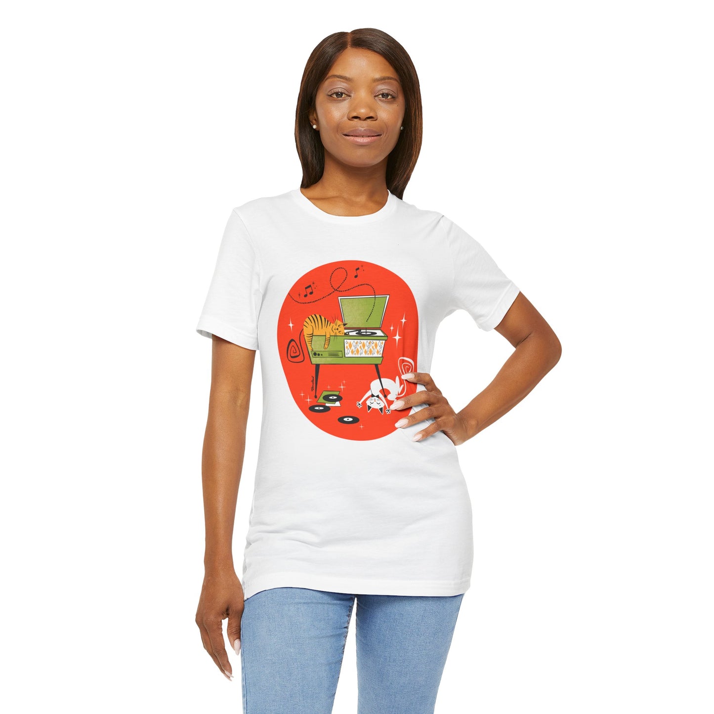 Gatos durmiendo la siesta en tocadiscos, camiseta