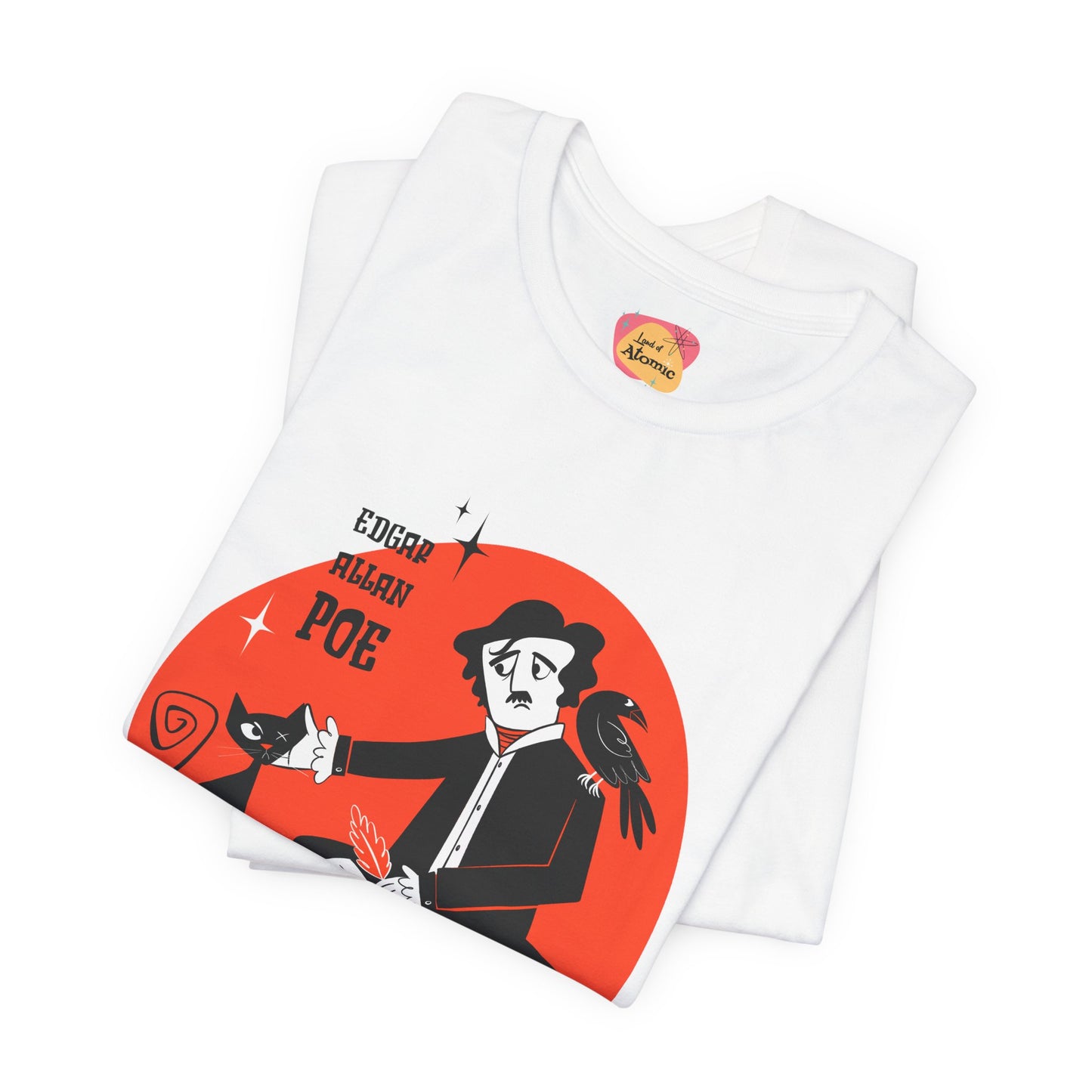 Poe’s Cat; White unisex t-shirt